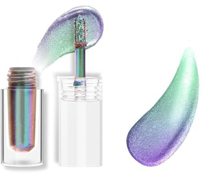 Lilbitty Glitzer Flüssig Lidschatten Chamäleon Metallisch Lidschatten Mehrfarbig Wandelnd Langanhaltend Multichrome Holographischer Augen Topper Glitzer, Aurora
