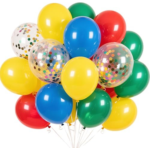 60 Stück Luftballons Bunt, 12 Zoll Bunt Konfetti Latex Ballons, Rot Blau Grün Regenbogen Luftballons, Bunte Helium Luftballons Geburtstag Für Party Deko, Hochzeit, Jahrestag