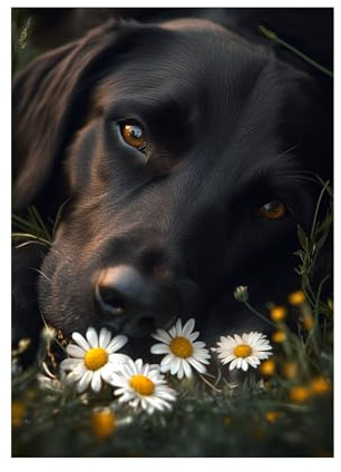 WUFIEA Dog Canvas Print Wall Painting Funny Animal Picture Labrador for Living Room Bedroom Office Decor(black)-20x30cm Unframed