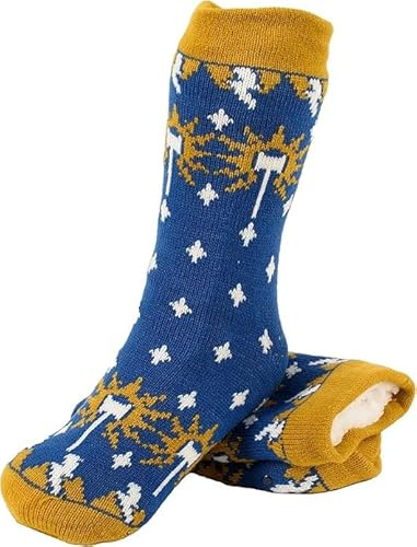 Warhammer Age of Sigmar Socks - Stormcast Eternals Design - Blue Gold Knit Pattern - Gaming Merchandise - Warhammer Gifts for Men Women Adults