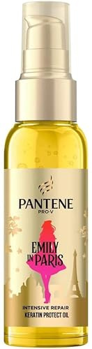 Pantene x Emily in Paris: Keratin Protect Haaröl 100 ml. Limitierte Edition. Hilft bei der Wiederaufbauung, glänzt das Haar und reduziert die Brüchigkeit. Für den täglichen Gebrauch