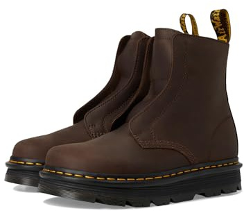 Dr. Martens unisex-adult Zebzag Laceless Boot, Dark Brown Wyoming, 12 Women/11 Men