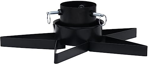 CIOURSTO Supporto per Albero di Natale, Struttura in Metallo, Base per Albero a Forma di Stella di Natale con Serbatoio dell'Acqua per Vero Abete, 47x47x13,5 cm (Nera)