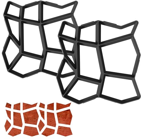 PEILU 2 Stück Untypisch Betonform Kunststoff Pflasterform DIY Steinmauerwerks Formen für Landschaftsbau im Freien Tragbare Trittsteinplatte, Mauersteine Gießform für Terrassen/Bodenplatten/Gehwegen