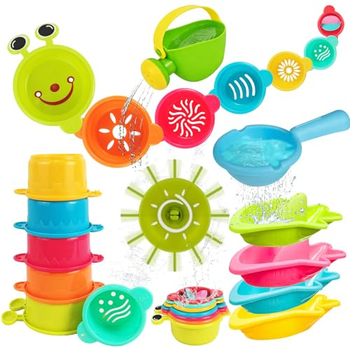 Badespielzeug Baby ab 1 2 3 4 Jahre, Schimmelfreies Badewannenspielzeug Set, Wasserspielzeug Kinder Pool Schwimmbad Planschbecken, Geschenke für Jungen Mädchen ab 1 2 3 Jahr (13 Stück )