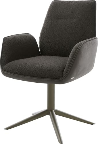 DELIFE Esszimmerstuhl Zoa-Flex Fußkreuz Effektfinish Titan Materialmix Schwarz 360° drehbar Wippfunktion Taschenfederkern