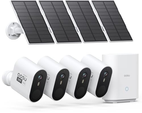 aosu 3K Security Camera Outdoor Wireless, Solar Powered, 32G Local, PIR | Colour Night Vision, Two-Way Audio, 166° Angle, 365 Days, No Subscription Required, Home Surveillance Front Door Backyard