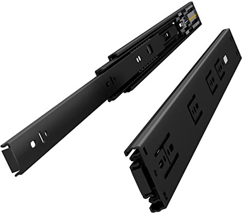 VADANIA 400mm Soft Close Drawer Runners #VK1245 1 Pair (2 Packs), 45kg Load Capacity Full Extension Ball Bearing, Side Mount, Self Close Slides for Kitchen Cabinet, Bedstand, Office Drawers, Black