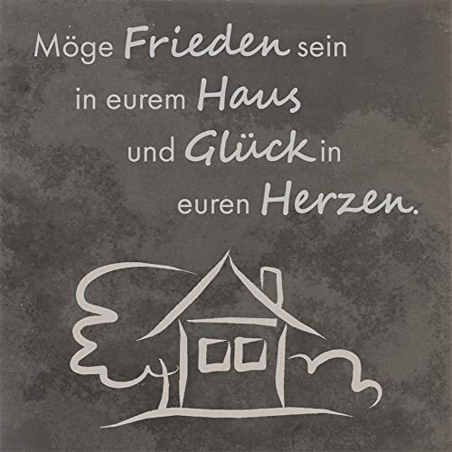 Fritz Cox Haussegen Steintafel 'Möge Frieden sein in eurem Haus' | Schieferoptik | 14x14cm