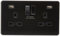 Knightsbridge SFR9224MBB Screwless 13A 2G Switched Charger (2.4A), 13 W, 5 V, Black/Black, Socket-Double + Dual USB