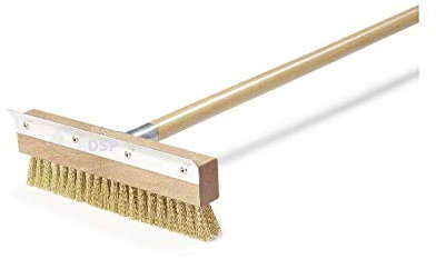 Pizza Oven Brush & Garden Secrets Wood Handle Brass Bristles & Steel Scraper