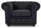 Sessel Chesterfield Asti - Couch, Couchgarnitur, Couchsessel, Loungesessel, Stühl, Holzfüße - Glamour Design (Schwarz (Capri 19))