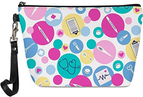 chaqlin Damen Kosmetiktasche für unterwegs, medizinisches Cartoon-Motiv, mit Reißverschluss, auslaufsicher, Make-up-Aufbewahrung, Dusch-Organizer, als Geschenk für Krankenschwestern