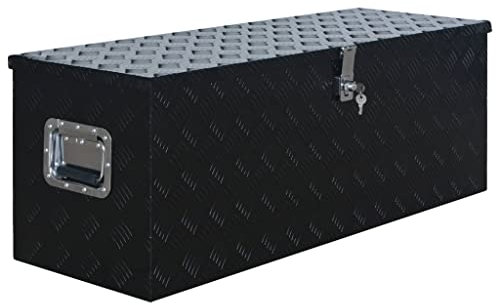 vidaXL Aluminium Box Storage Chest Organiser Trailer Box Rust Resistant and Durable 1085x370x400mm Black