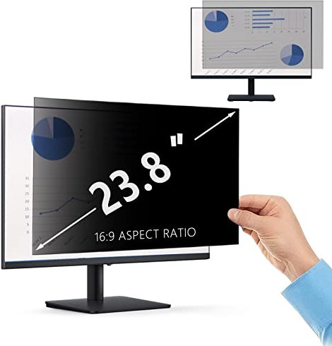 PaceBid 23,8 Zoll 16:9 Desktop Privacy Filter I Blickschutzfilter für Desktop Computer Widescreen Monitor I Privacy Screen Filter, Anti-Glare, Blocks 96% UV, Anti-Scratch, 23,8 Zoll 16:9