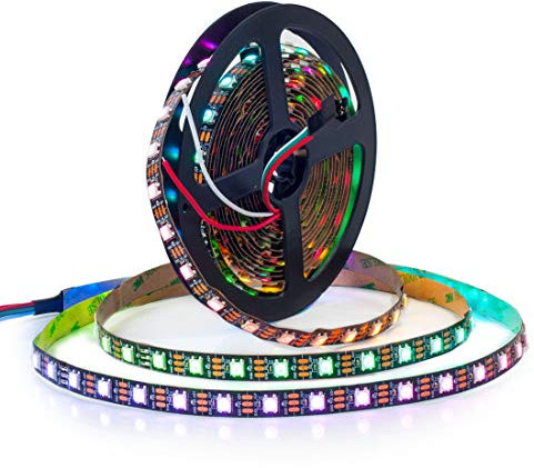 BTF-LIGHTING WS2812 ECO 5M 300LEDs RGB Individuell adressierbar WS2812 Legierungsdraht 60Pixels/m 5050SMD Flexibler Streifen Schwarz PCB DC5V für Heimdekoration IP30 Nicht-Wasserdicht(Nur Streifen)