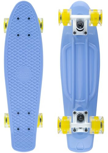 Arrow Board - 22 und 27 Zoll Skateboard, KMX Mini Cruiser Skateboard für Kinder, Jugendliche und Erwachsene, Retro Stil Penny Board. LED Leuchtrollen(22 Zoll LED Blue)