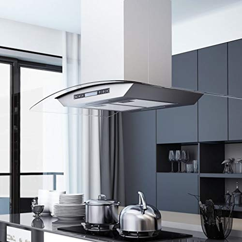 SKM Cappa a Isola 90cm con Display LCD e Sensore Touch 756 m?h LED