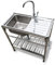 Fregadero De Cocina Comercial Fregadero Individual Independiente De Acero Inoxidable Con Banco De Trabajo, Apto Para Restaurante, Lavandería, Bar, Casas De Alquiler, 76x41x77cm