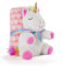 Kuscheldecke Baby Jungen Mädchen mit Kuscheltier Unicorn - Babydecke Kleinkind ab 0+ Monaten mit Plusch Spielzeug - Pluschtier Supersoft Weich mit Decke Kinder 1 2 3 Jahre - 120x80 cm (Einhorn Weiß)
