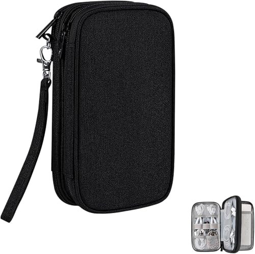 DDgro Organizer da viaggio per dispositivi elettronici, borsa per accessori tecnologici per cavi/caricabatterie e cavi/power bank/mouse magico/auricolari (piccolo, nero)