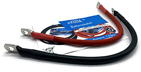 eXODA Cavo Batteria 25 mm² 30cm con Capicorda M8 Rosso Nero | Cavo batteria 25 mm² made in Germany, 6720W/560A a 12V, rosso/nero, guaina termorestringente, rame 99%