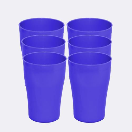 AMI ECO 6 Pack Hard 300ml Plastic Cups Reusable | Stackable Plastic Tumblers for Parties | Purple Toddler Cup for Everyday Use | Unbreakable Kids Cups for Outdoor Picnics & BBQ (300 ml) (Purple)