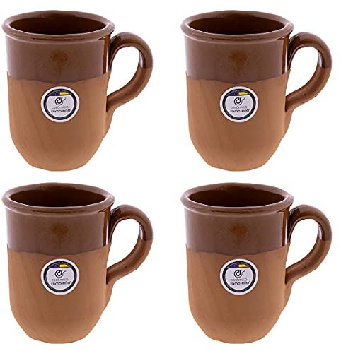 Céramique RAMBLEÑA Lot de 4 verres à bière | Lot de 4 verres à bière en terre cuite rouge – Modèle 02 | Verres à eau | 350 ml