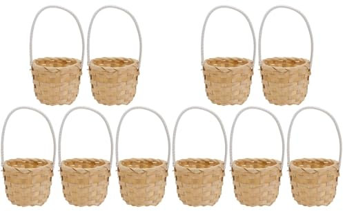 Happyyami 10 StüCk Kleiner Korb, Weidengeflecht Bambus Praktischer Blumenhalter FüR Hochzeitsdeko Und Bankettdekoration