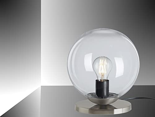 TRANGO Pack de 1 lámpara de mesita de noche retro 7010C *SUN* lámpara de mesa con bola de cristal transparente que incl. interruptor de cable y portalámparas E27, lámpara de alféizar, lámpara de noche