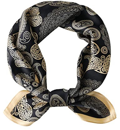 STARWHISPER Damen Reine Maulbeerseide Schal, Paisley-Gold, 27''x27' Women