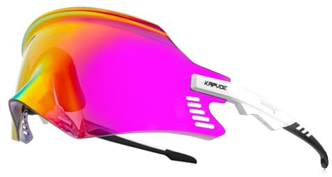 KAPVOE Fahrradbrille Mountainbike Sport Sonnenbrille Radfahren Motorrad BMX Herren Damen Rot Weiß 11