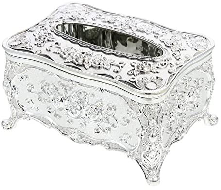 Servietten Box Europ?ischer Stil Tissue Box Cover Acryl- Pr?genpapier Serviettenhalter Beh?lter Papierabdeckung Serviettenhalter Home Dekoration (Silber) Papiertuchspender