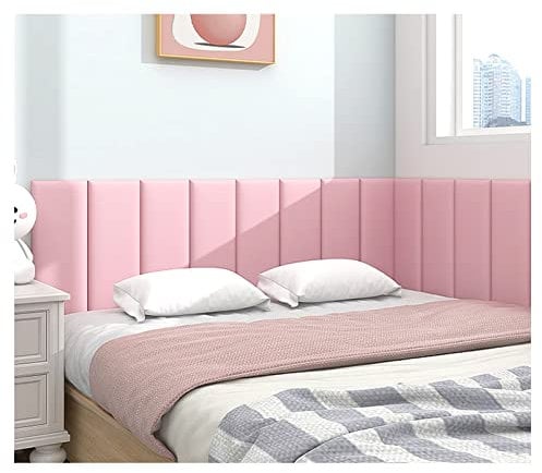 PFCDZDU Autoadhesivo 3D Cabecero Esponja, Decoración con Revestimiento PU Cojín Suave Papel Pintado, Anticolisión Paneles Pared para Dormitorio Sala Juegos (Color : Rosado, Tamaño : 20x50cm)