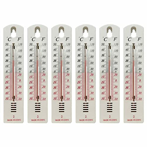 PW TOOLS 6 Termómetros Habitación para Interiores | Termómetro Pared | Termómetro Jardín | Medidor Temperatura con ?/? | para Interior Exterior Hogar Oficina Jardín