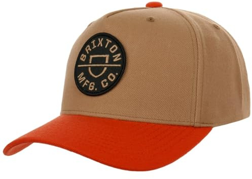 Brixton Crest X MP Snapback Cap Basecap Baseballcap Curved Brim Herren - mit Schirm, Schirm Sommer Frühling-Sommer - One Size rot