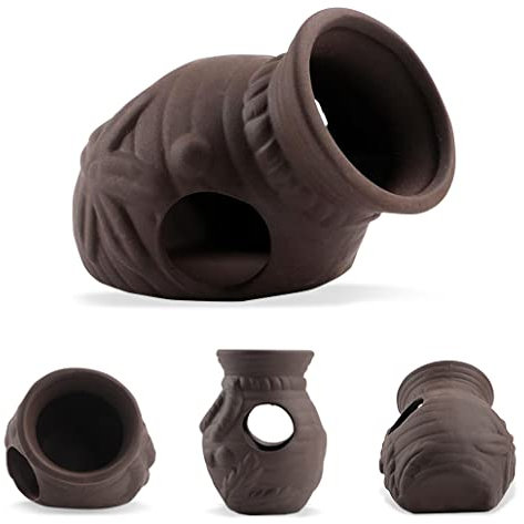 KyeeaDIY Aquarium Dekoration Thematische Ornamente - Keramik Fischbecken Höhle für Betta Cichlid - Zubehör Landschaftsbau Rock Cave Deko Fish Shrimp Hiding (Vase)