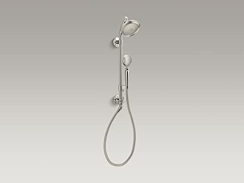 KOHLER 76472-Y-SN Artifacts Hydrorail-S Shower Column Kit With Artifacts 2.5 Gpm Showerhead And Handshower, Vibrant Polished Nickel