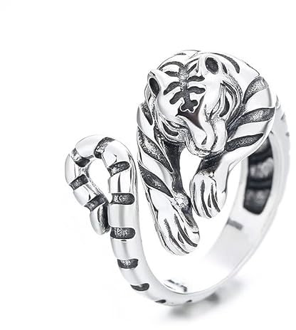 Bysonglezai Ringe Ring Damen Herren Tiger Ring Für Männer Frauen Vintage Tierstil Einfaches Trendiges Geschenk Verstellbare Öffnungsringe Größenveränderbar Wn1175-1