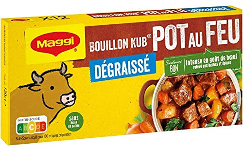 Bouillon Kub Pot-Au-Feu Dégraissé 120g de NESTLÉ MAGGI - Un savoureux allié culinaire pour sublimer vos plats ! - Le Lot De 4