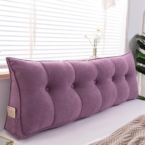 UYSELA Keilkissen Lesekissen für Bett und Sofa Lehnenkissen Rückenkissen Kopfteil Bett Rückenlehne Großes Dreieckiges Lendenkissen für Sofa Lendenkissen Bettkopfteil,Lila,Length 200cm/78.74in