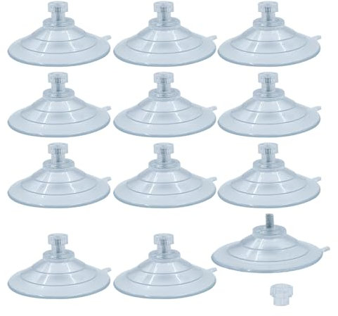 ONEBO 12 Piezas Ventosa con M5 rosca,Ventosas de Plástico Transparente,Ventosas Redondas de plástico,para baño, Ventana de automóvil, Campin (8 x 60mm)