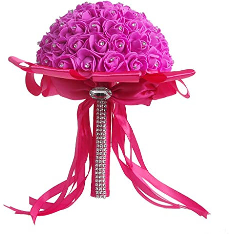 ROLTIN Lila handgemachte künstliche Schaumrosen Blumenstrauß Hochzeit Party Valentinstag Dekor Romantisch