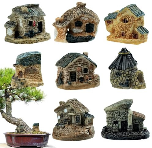 YAXIDAEVER 8 Stück Mini Haus Deko,Miniatur Garten Landschaft, DIY Puppenhaus Dekoration,Mini Haus Deko,Miniatur Fee Garten Zubehör