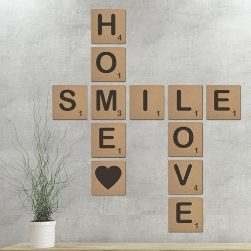 Scrabble Holz Deko Buchstaben Wanddeko Lasergravur Bauhaus Skandi (10x10 cm)