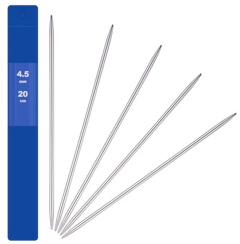 5 Stück Nadelspiel 4.5 mm Edelstahl Stricknadeln Set Sockennadeln für Mützen Socken Handschuhe Hüte Schals Haustier Pullover Doppelspitzen Knitting Needles,Anfänger,Glatt,Robust und Langlebig