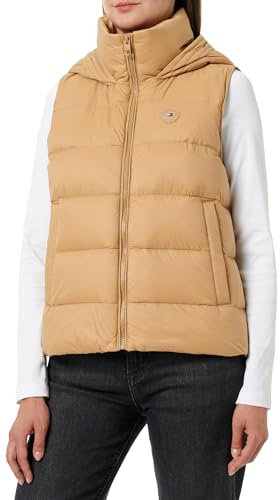 Tommy Hilfiger Damen Weste Down Casual mit Kapuze, Grün (Classic Khaki), M