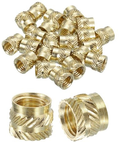 QUARKZMAN Gerändelte Einsteckmuttern, 25 Stück M8 x 8mm L x 10mm Ø 3D-Druck Messingmuttern weibliche Gewindeeinsätze Messing Heat Set Einbettungsmuttern