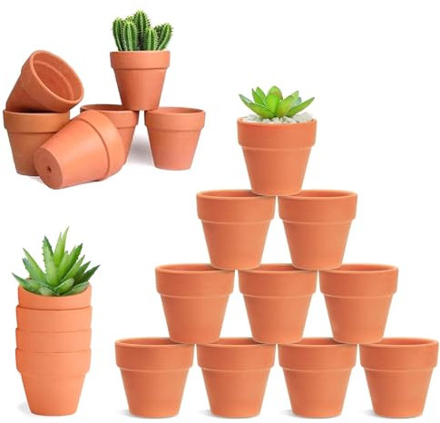 HDKAJL 30 Pezzi Terracotta Pot, Pentole per Piante di Argilla, Mini Vaso Terracotta con Foro di Scarico, Fioriera in Ceramica per Piante Succulente di Cactus per Interni/Esterni