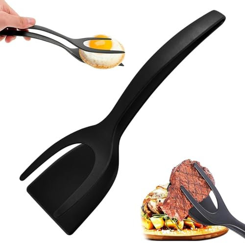 1 Spatule Double pour Œufs au Plat, 2-1 Pinces à Spatule Tourneurs Doeufs, Spatule à Œufs 2 en 1, Pince à Crêpes à Steak Antiadhésive, Spatule à Œufs 2 en 1, pour la Cuisine à Domicile